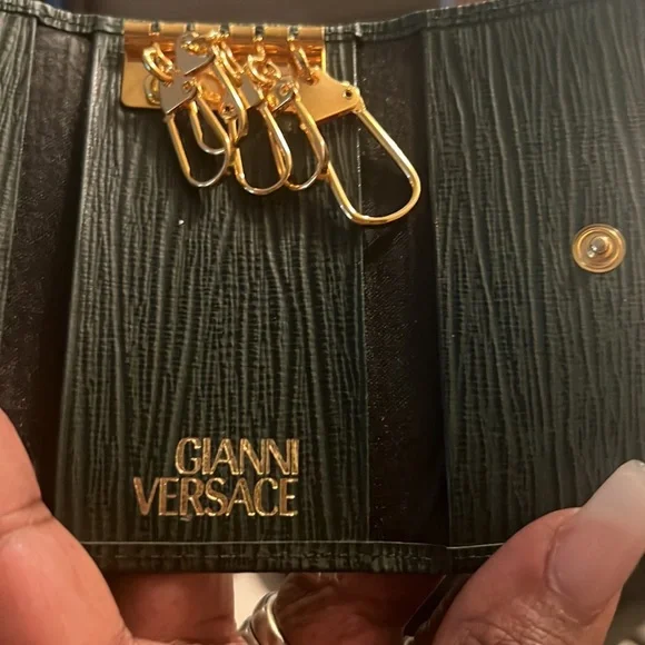 NWT GIANNI VERSACE Green Key Card Case - Picture 3 of 5